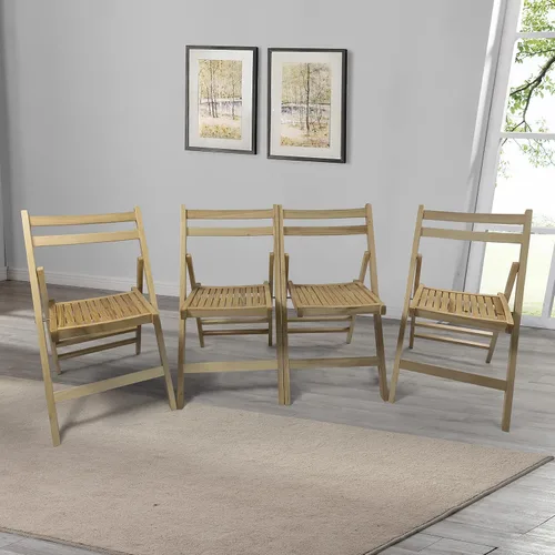Vista 12 de CIATRE Eleva tus reuniones al aire libre con sillas plegables de madera de listones - Juego de 4 (negro)