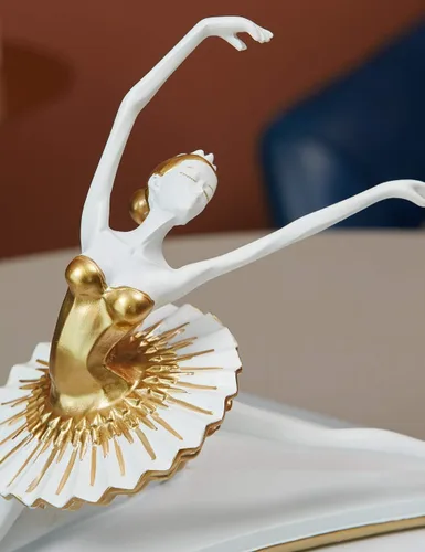 Vista 5 de HAUCOZE Estatua de bailarina de bailarina, escultura de yoga, decoración moderna del hogar, regalo para sala de estar, oficina, poliresina de 8.3