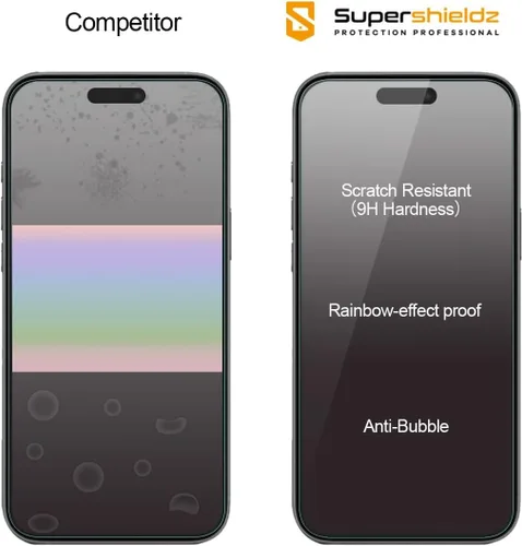 Vista 5 de Supershieldz Protector de pantalla de vidrio templado diseñado para iPhone 16/iPhone 15 (6.1 pulgadas), antiarañazos, sin burbujas