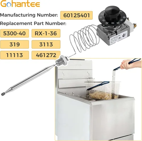 Vista 2 de gohantee Termostato 1175 RX-1-36, 60125401 Termostato para freidora, control de termostato de freidora de horno compatible con Pitco 60124501