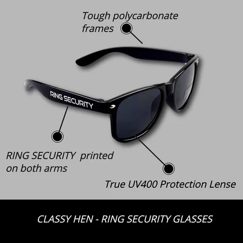 Vista 2 de Gafas de sol de seguridad con anillo para niños, auricular de agente (gafas de seguridad de anillo + auricular)