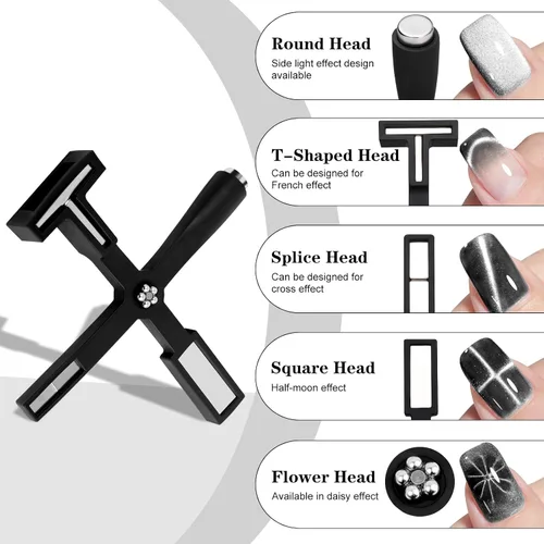 Vista 2 de Herramienta de imán de uñas 5 en 1, bolígrafos magnéticos de uñas fuertes con funda protectora de silicona, barra magnética multifuncional 3D de ojo
