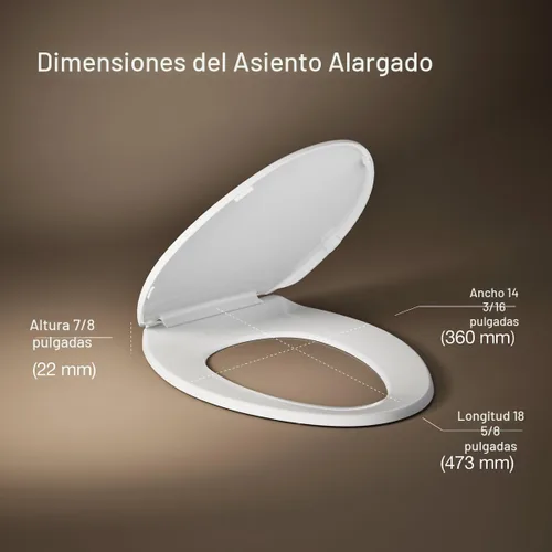 Vista 3 de KOHLER Brevia Quiet Close - Asiento de inodoro alargado, color blanco