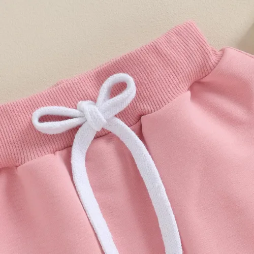 Vista 4 de Pantalones deportivos para bebé y niña, pantalones de harén sólidos, pantalones deportivos unisex con cordón en la cintura para otoño