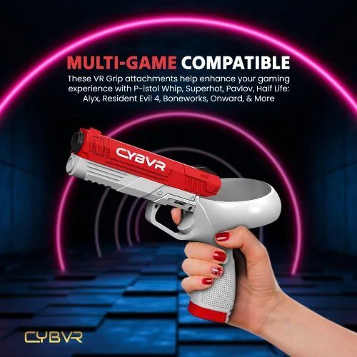 Vista 5 de CYBVR Weighted P-istol Grip Controller Attachment for Meta Quest 2, G-un Weight Feels Real, G-un Stock for OculusMeta Quest 2, VR Accessories for
