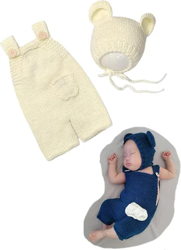 Vista 3 de Trajes de fotografía para recién nacidos, accesorios para fotos de bebé, disfraz de ganchillo para niños y niñas