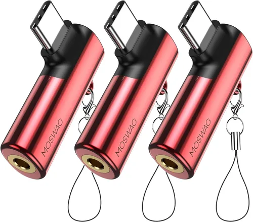 Vista 13 de MOSWAG Adaptador de auriculares USB C a conector tipo C de 0.138 in, micrófono auxiliar en ángulo derecho, dongle de audio de aleación de zinc