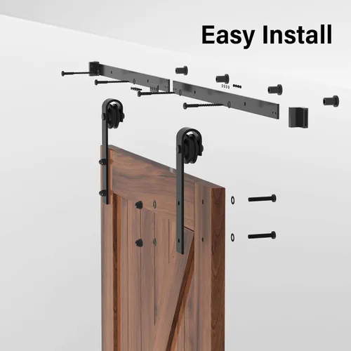 Vista 5 de WINSOON - Kit de accesorios para puerta corredera de estilo granero, estilo antiguo, para puertas individuales/dobles, superficie negra