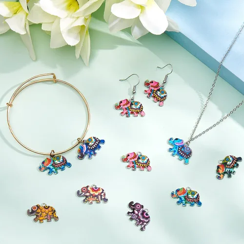 Vista 4 de Pulsera con dije de elefante, colgante y llavero para hacer joyas y aretes de bricolaje