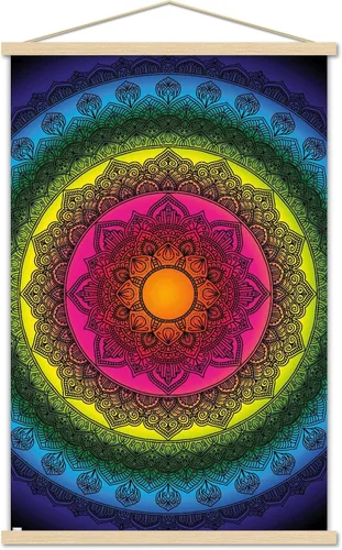 Vista 17 de Trends International Delyth Angharad - Póster de pared con mandalas arcoíris, 14.725 x 22.375 pulgadas, versión enmarcada de madera de granero