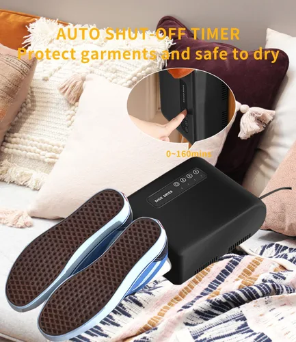 Vista 3 de Secador de botas y desodorizador, calentador de botas montado en la pared con soplador de calor, temporizador y estante seco ajustable de 360