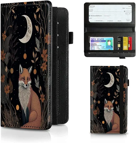 Vista 100 de Funda para chequera para hombres y mujeres, cartera de cuero RFID con ranuras para tarjetas de crédito, soporte de cheques duplicados personales