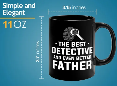 Vista 6 de Taza de café detective de 11 onzas, color negro, el mejor detective, policía, patrulla, policía, policía, policía, policía, policía, policía, jefe