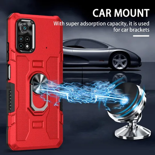 Vista 5 de Compatible con funda para teléfono Xiaomi Poco X4 Pro 5G y protector de pantalla de vidrio templado, soporte de anillo, soporte de soporte