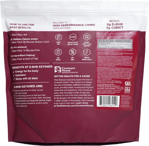 Vista 2 de Real Ketones MCT & BHB - Paquetes de mezcla de bebidas de cetonas exógenas Elevate Keto electrolitos en polvo, sin azúcar, con 4 electrolitos