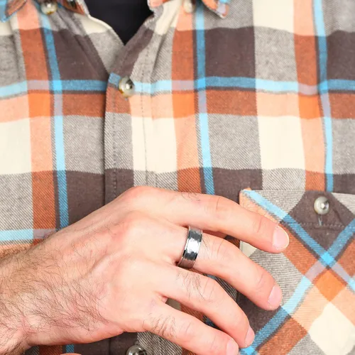 Vista 4 de Anillo giratorio de titanio de tungsteno de 0.2360.315 pulgadas para hombre, tamaño medio, sin níquel, anillo de ansiedad para hombres y mujeres
