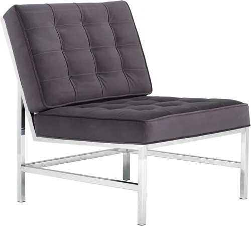 Vista 10 de Silla Ashlar Modern Accent en piel mezclada, cromo/gris