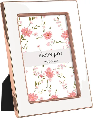 Vista 62 de eletecpro 4x6 Enamel Picture Frame with Real Glass Cover, Pink, 1-Pack Rosa con oro