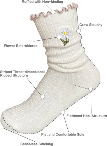 Vista 6 de Doitall Calcetines largos con volantes para mujer, 3 pares