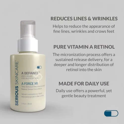 Vista 2 de Serious Skincare Vitamin A Force XR Retinol suero concentrado facial, micro exfoliante y rejuvenecimiento para piel radiante, para líneas, arrugas