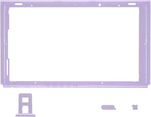Vista 2 de eXtremeRate Carcasa de repuesto para consola Nintendo Switch con función atril, color morado atómico, transparente, carcasa para consola Nintendo