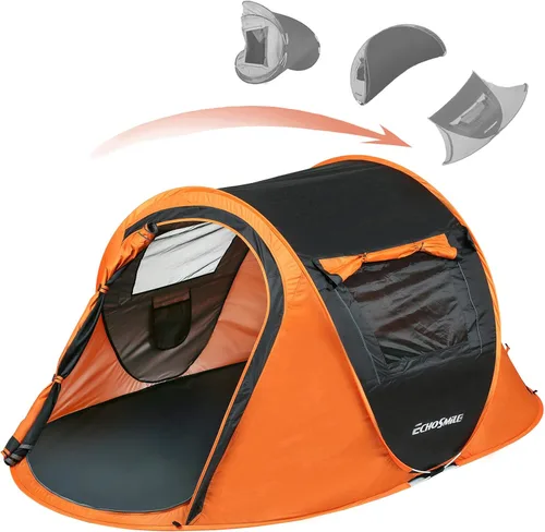 Vista 17 de EchoSmile Tienda de campaña desplegable para 2/4/6 personas, fácil instalación, cúpula resistente al agua, portátil con bolsa de transporte Negro