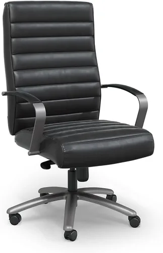 Vista 6 de NBF - Silla de asiento de piel sintética con respaldo alto y base giratoria, color carbón Marrón