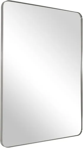 Vista 68 de ANDY STAR Espejo de pared cuadrado para baño, espejo de baño negro mate de 24 x 24 pulgadas, espejo de metal de esquina redondeada en marco de acero