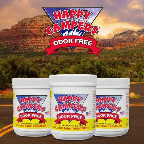 Vista 8 de Happy Campers Tratamiento orgánico Tanque contenedor RV, 18 tratamientos Controls Odors, Helps Prevent Clogs, Buildup & Sensor Issues, Black &