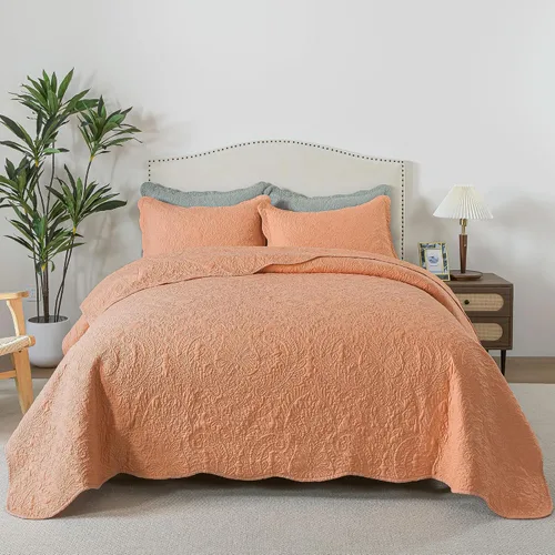 Vista 13 de HoneiLife Juego de ropa de cama tamaño Queen, juego de edredón de microfibra para cama Queen, colchas ligeras de 3 piezas, edredones reversibles