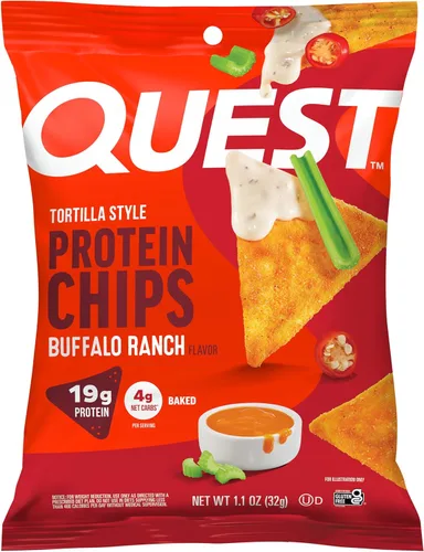 Vista 42 de Quest Nutrition Chips de proteína, barbacoa, 0.78 oz de proteína, 0.11 oz de carbohidratos netos, 130 cals, bolsa de 1.1 onzas, 1 unidad, alto