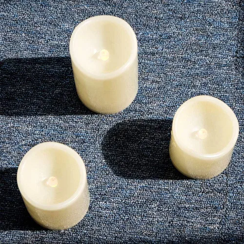 Vista 2 de Velas LED parpadeantes sin llama, juego de 6 velas (6 pulgadas de alto x 3 pulgadas), velas impermeables sin llama, plástico de resina, uso
