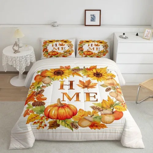 Vista 42 de Feelyou Juego de edredón de Halloween, color rosa fantasma, juego de ropa de cama tamaño individual, decoración para niños y niñas, lindo juego