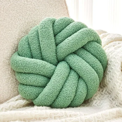 Vista 16 de Uvvyui - Almohadas de nudo, cojines decorativos de 14 pulgadas, almohadas redondas, cojín para sofá, almohada de bola anudada suave hecha a mano