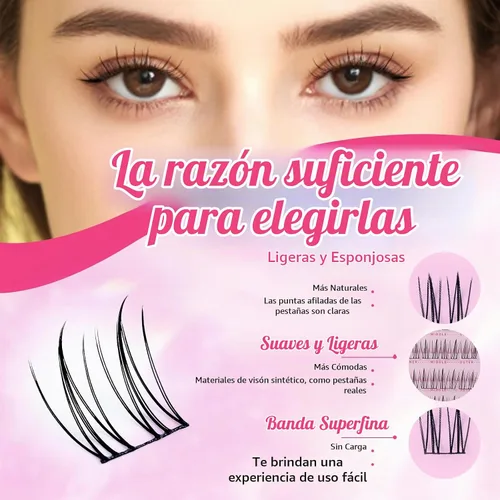Vista 4 de MLEN DIARY Kit de 80 racimos de pestañas naturales, rizo C, kit de extensiones de pestañas con pinzas removedoras de pestañas de 0.335-0.492 in