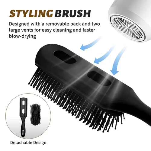 Vista 2 de Cepillo de pelo Balon para mujeres y hombres, juego de cepillo de paleta de 4 piezas, cepillo desenredante, peine para cabello largo, grueso, fino