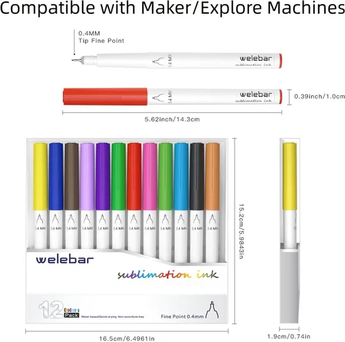 Vista 6 de Paquete de 12 bolígrafos infusibles compatibles con Cricut Maker 3/Maker 4/Maker/Explore 3/4/5/Air 2/Air, juego de bolígrafos de tinta