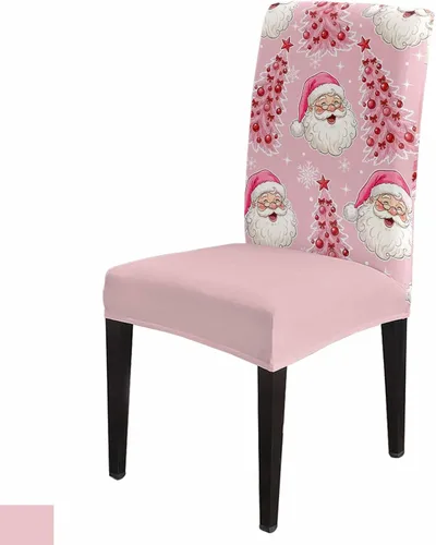 Vista 6 de Funda para silla de comedor, diseño de árbol de Navidad, leopardo, rojo, verde, negro, blanco, copos de nieve, protector para silla de invierno