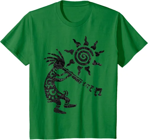 Vista 38 de Native American Kokopelli Musican With Flute 2 - Camiseta divertida para fanáticos, Blanco, S