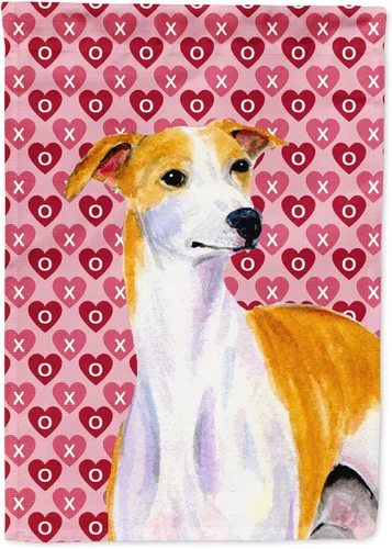 Vista 129 de Caroline's Treasures SS4484GF Bandera de jardín con diseño de bulldog inglés y corazones para el Día de San Valentín, bandera decorativa para patio