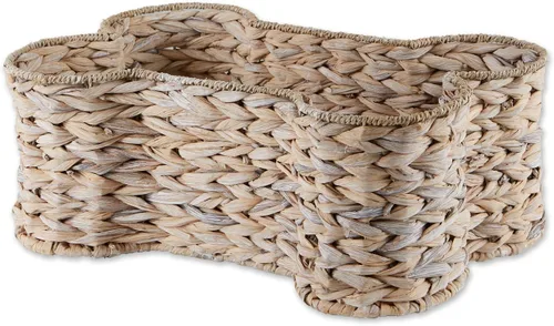 Vista 12 de Bone Dry Pet Storage Collection, cesta de juguete de jacinto en forma de hueso, marrón oscuro, mediana - 21 x 13 x 8 pulgadas