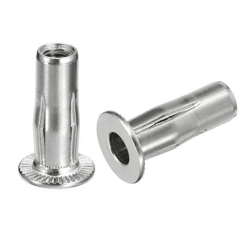 Vista 6 de uxcell M6 - Tuercas de remache de agarre múltiple, 2 piezas de vástago preabombado, cabeza plana, tuerca de inserción roscada de acero inoxidable
