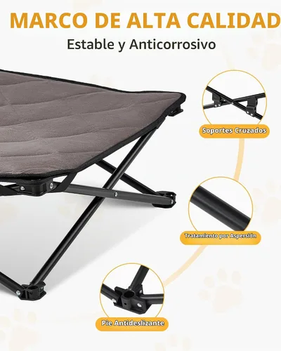 Vista 6 de KingCamp Cama elevada para perros pequeños, cama de mascotas elevada y de enfriamiento para exteriores con malla transpirable lavable y pies