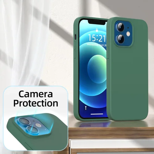 Vista 4 de Compatible con iPhone 12 Mini, silicona líquida de alta calidad, funda protectora de cuerpo completo a prueba de caídas