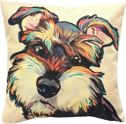 Vista 17 de Funda de almohada de lino de pastor alemán, diseño artístico abstracto colorido, funda de almohada de lino de 18 x 18 pulgadas para amantes