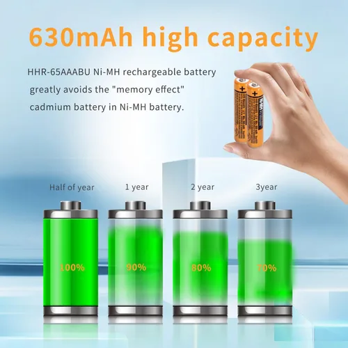 Vista 3 de 6 unids NI-MH AAA batería recargable para Panasonic HHR-65AAABU 1.2V batería de repuesto para teléfono inalámbrico