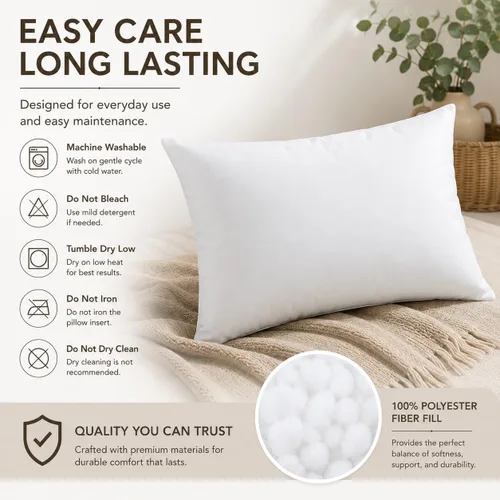 Vista 6 de Fennco Styles Relleno de almohada de fibra de poliéster 100%, color blanco (rectangular 11"x15")