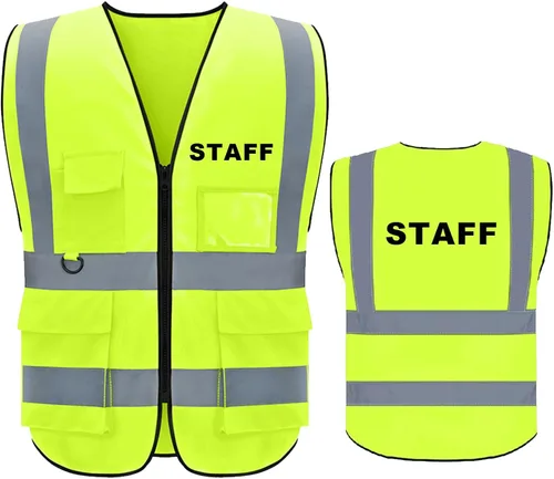 Vista 9 de BeautyWill Security Safety Vest High Visibility Reflective Ansi Class 2 Hi Vis Construction Workwear Safety Apperal