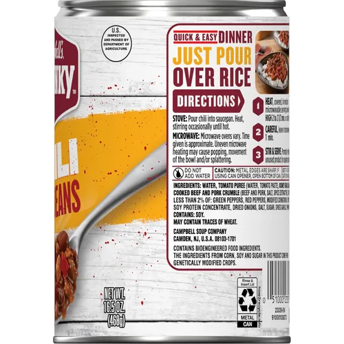 Vista 8 de Sopa en lata Campbell’s Chunky de chili con frijoles, lata de 16.5 oz
