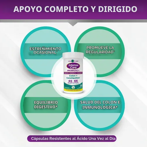 Vista 3 de Vital Planet - Probióticos de cuidado intenso para colon y estreñimiento más prebióticos orgánicos, postbióticos, parabióticos, suplemento completo